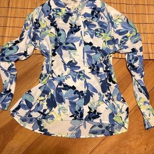 Calvin Klein Blue and Green Floral Blouse